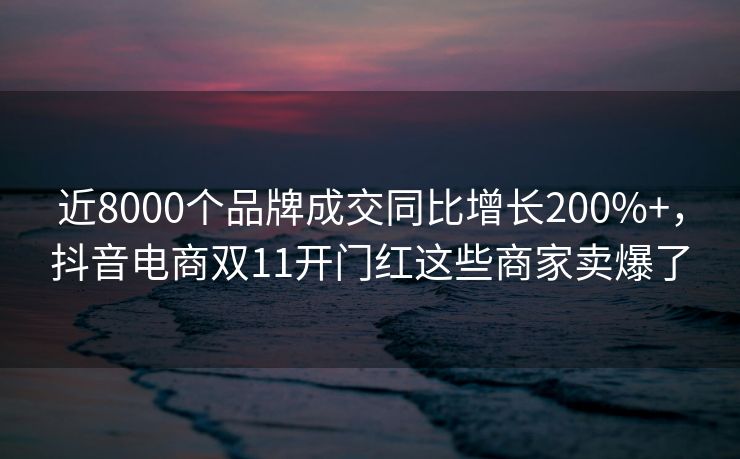 近8000个品牌成交同比增长200%+，抖音电商双11开门红这些商家卖爆了