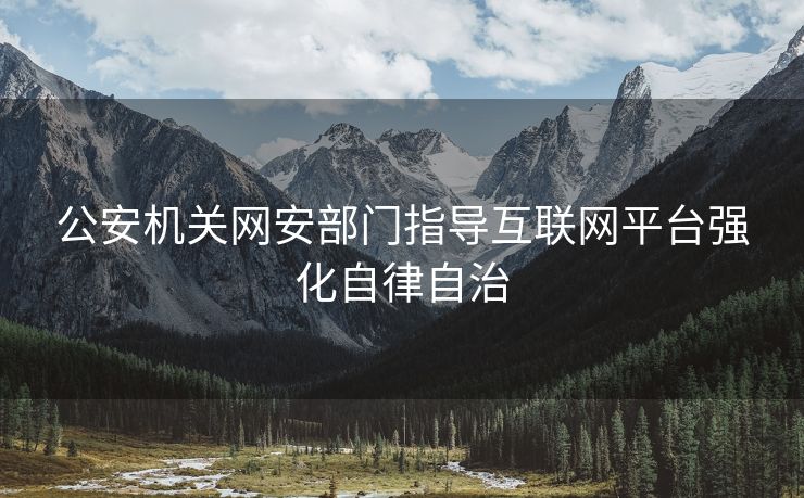 公安机关网安部门指导互联网平台强化自律自治