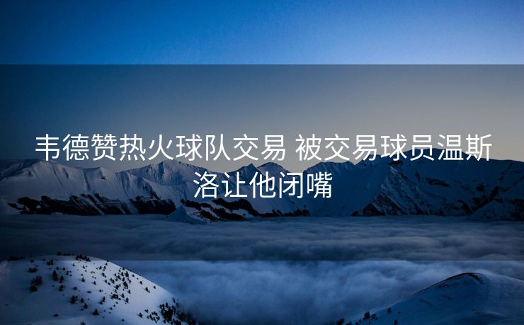 韦德赞热火球队交易 被交易球员温斯洛让他闭嘴