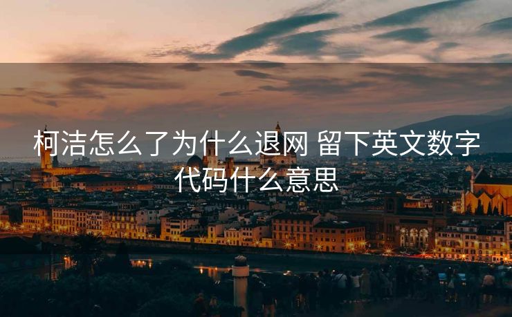 柯洁怎么了为什么退网 留下英文数字代码什么意思