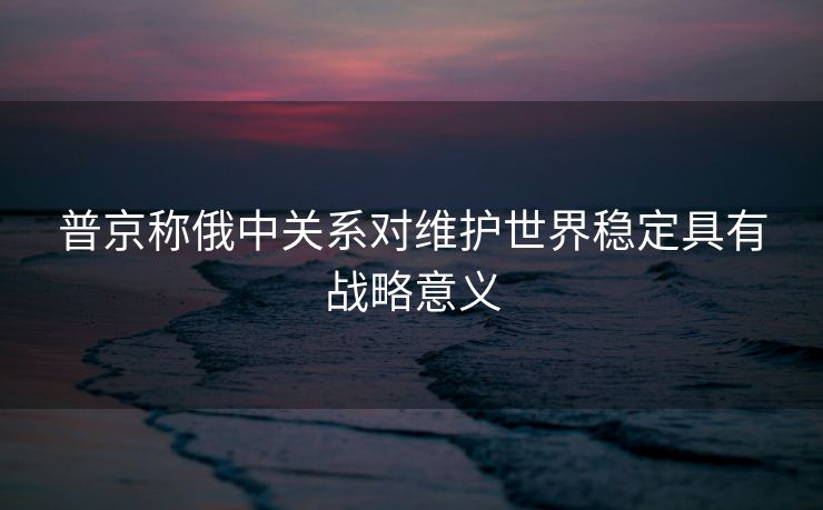 普京称俄中关系对维护世界稳定具有战略意义
