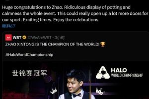 马克-艾伦祝贺赵心童：这次胜利可能为斯诺克打开更多大门