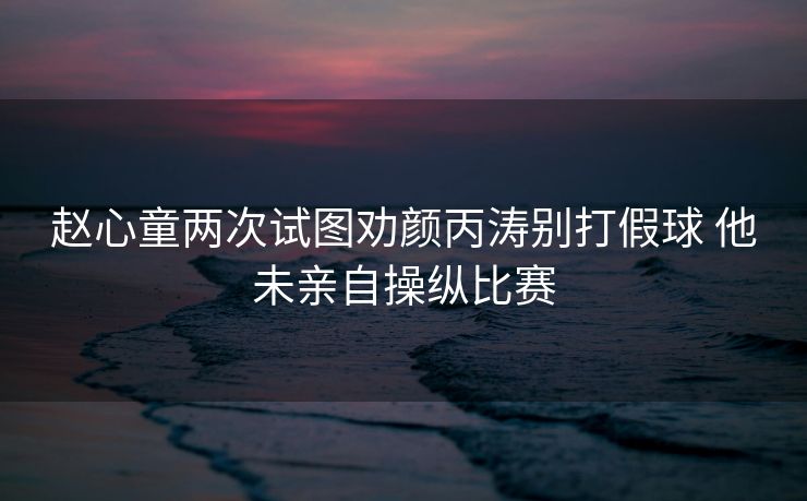 赵心童两次试图劝颜丙涛别打假球 他未亲自操纵比赛