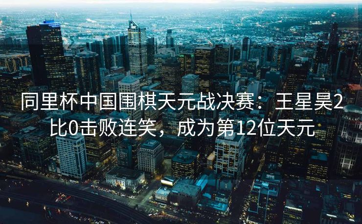 同里杯中国围棋天元战决赛：王星昊2比0击败连笑，成为第12位天元