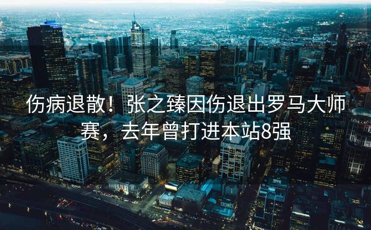 伤病退散！张之臻因伤退出罗马大师赛，去年曾打进本站8强