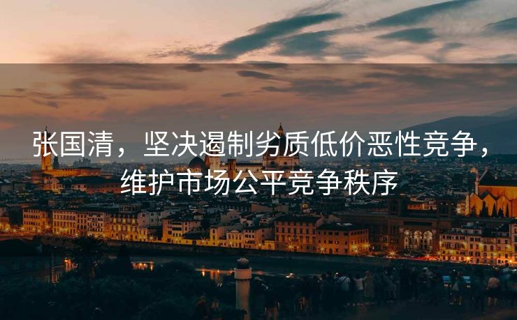 张国清，坚决遏制劣质低价恶性竞争，维护市场公平竞争秩序