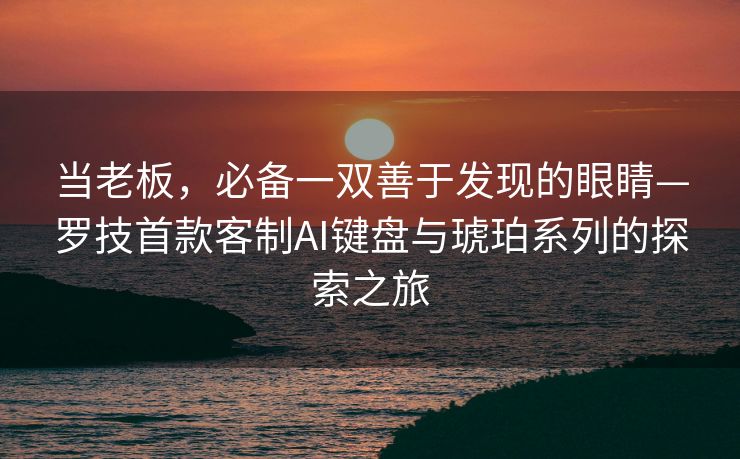 当老板，必备一双善于发现的眼睛—罗技首款客制AI键盘与琥珀系列的探索之旅