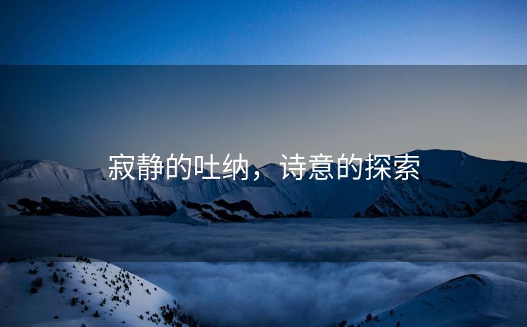 寂静的吐纳，诗意的探索