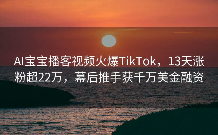 AI宝宝播客视频火爆TikTok，13天涨粉超22万，幕后推手获千万美金融资